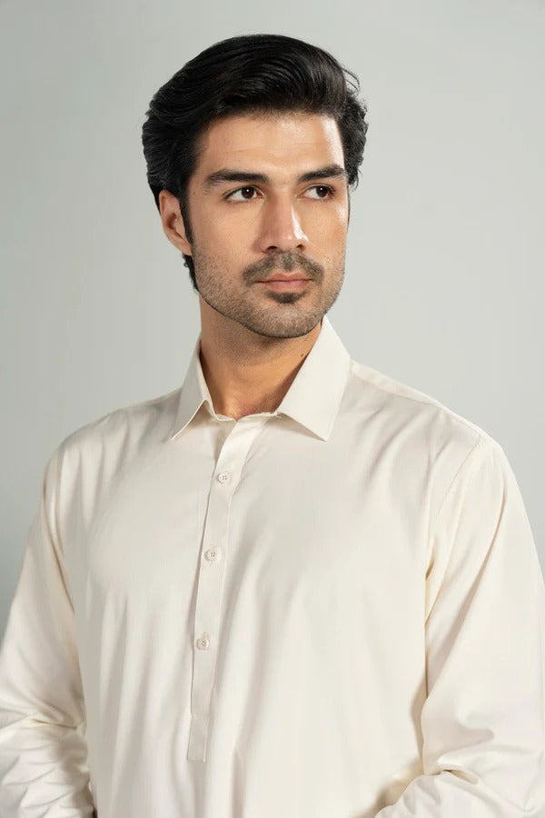 Premium Blended Shalwar Kameez ( Off White )