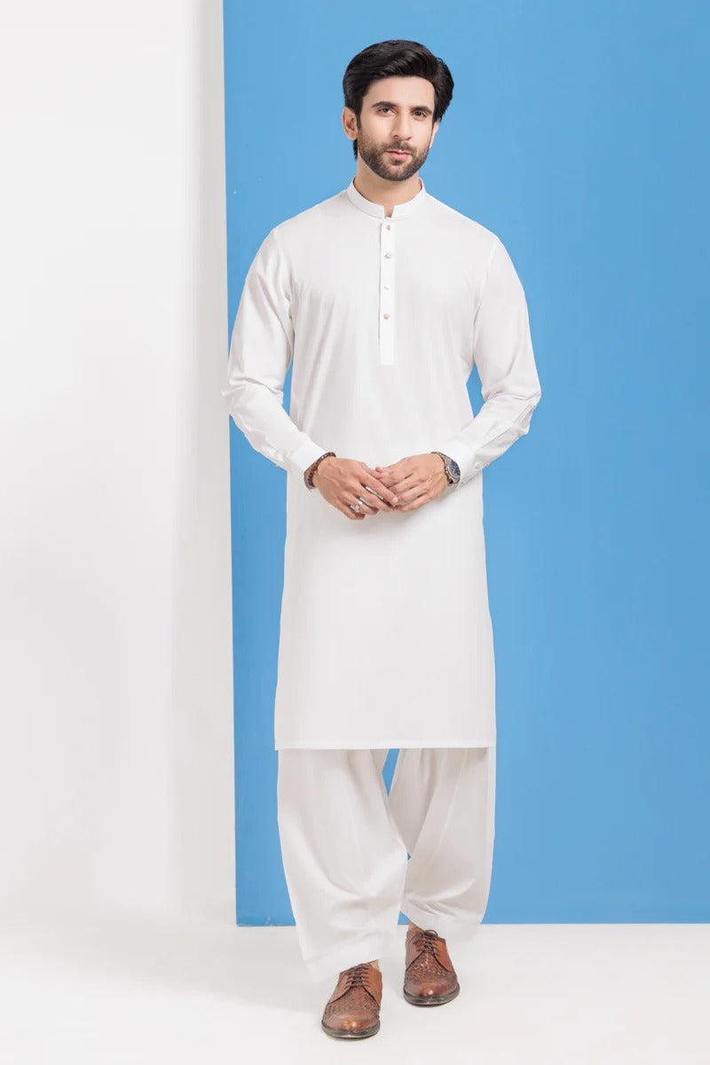 Premium Blended Kurta Shalwar ( Off White )