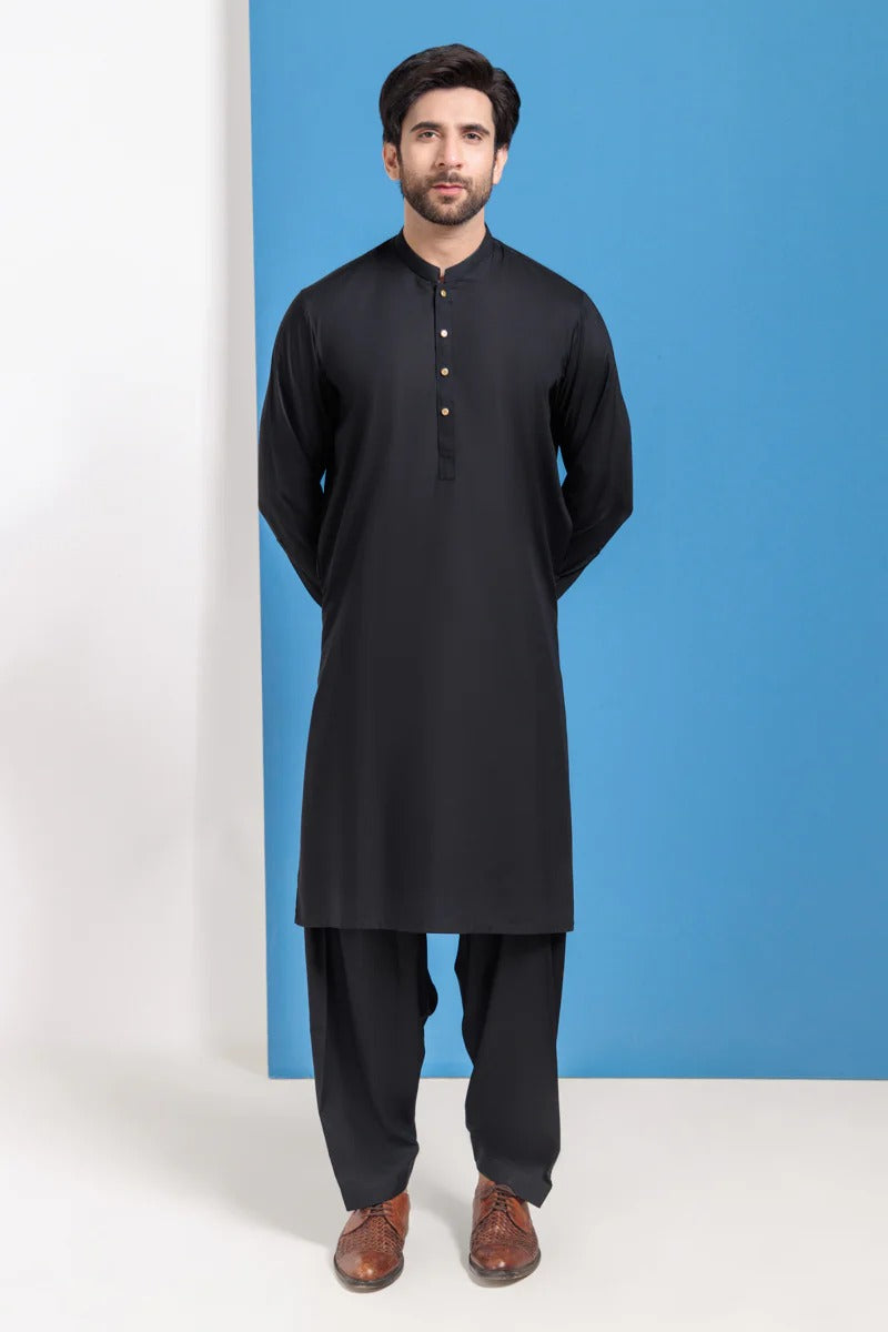 Premium Blended Kurta Shalwar ( Black )