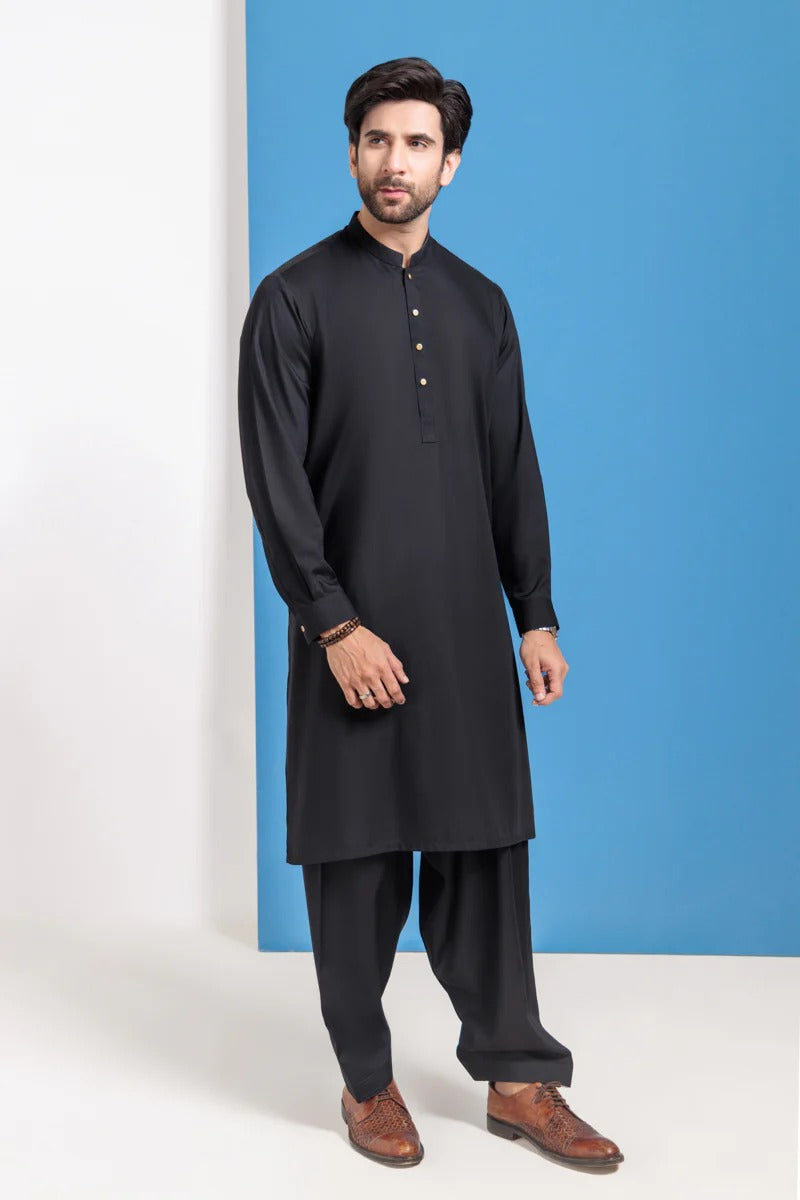 Premium Blended Kurta Shalwar ( Black )