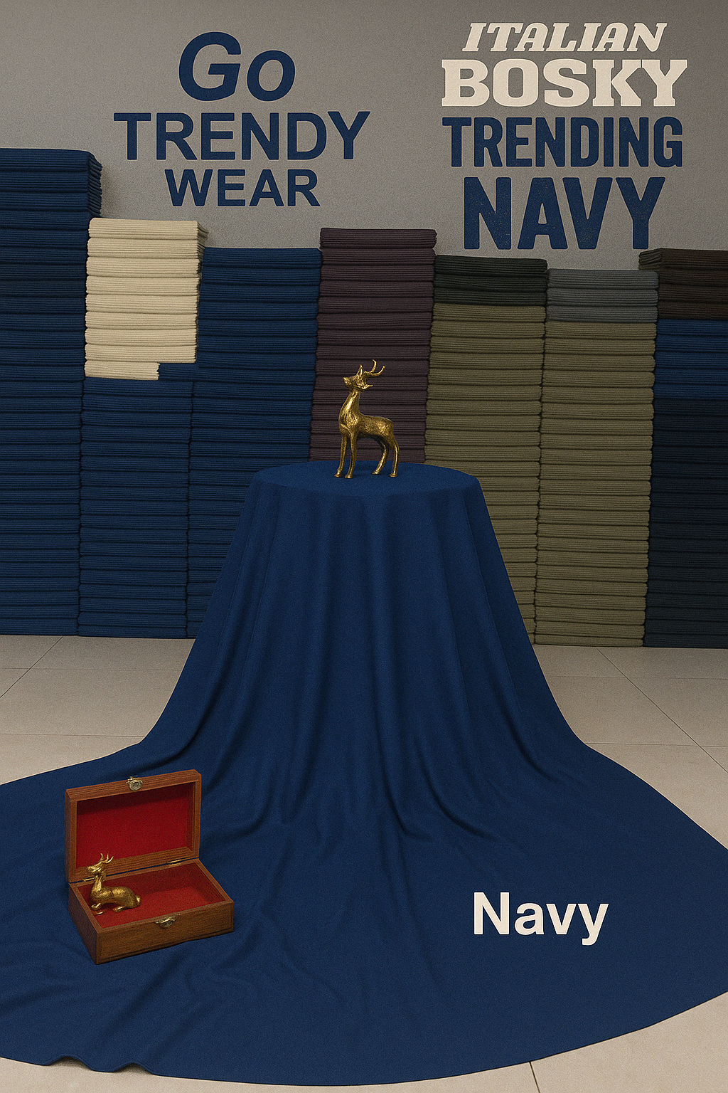 Plain Italian Premium Boski Fabric (NAVY BLUE)