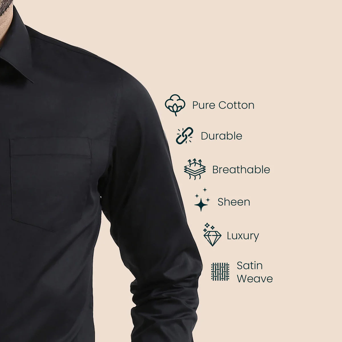 Premium Formal Cotton Shirt ( Black )