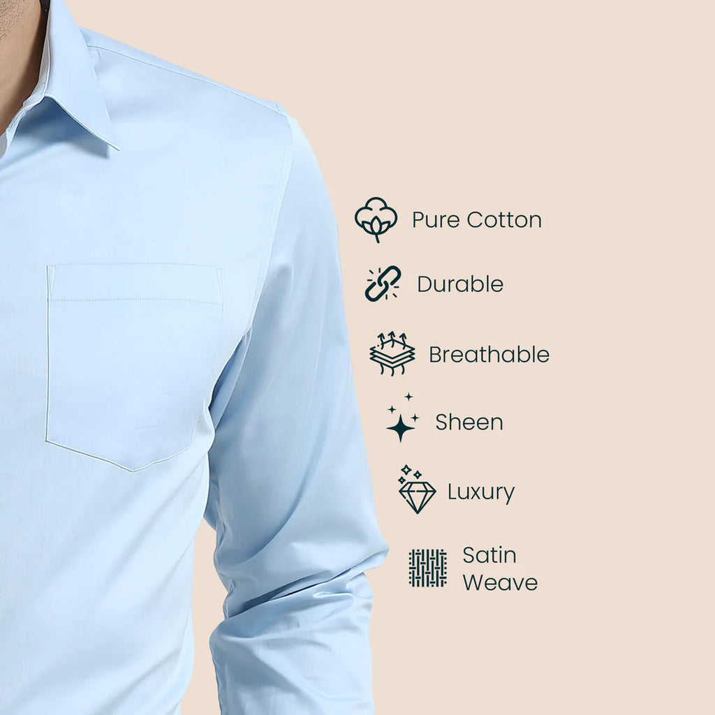 Premium Formal Cotton Shirt ( Sky Blue )