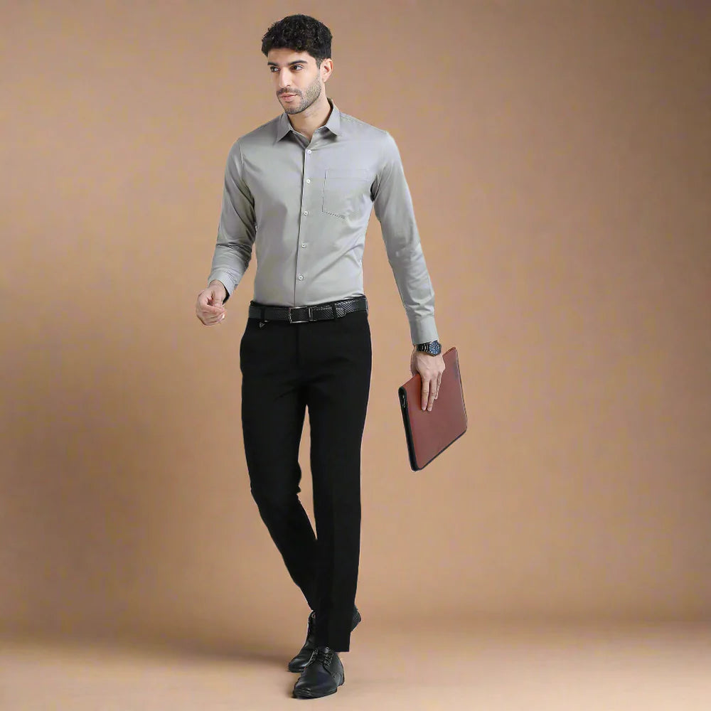 Premium Formal Cotton Shirt ( Light Grey )