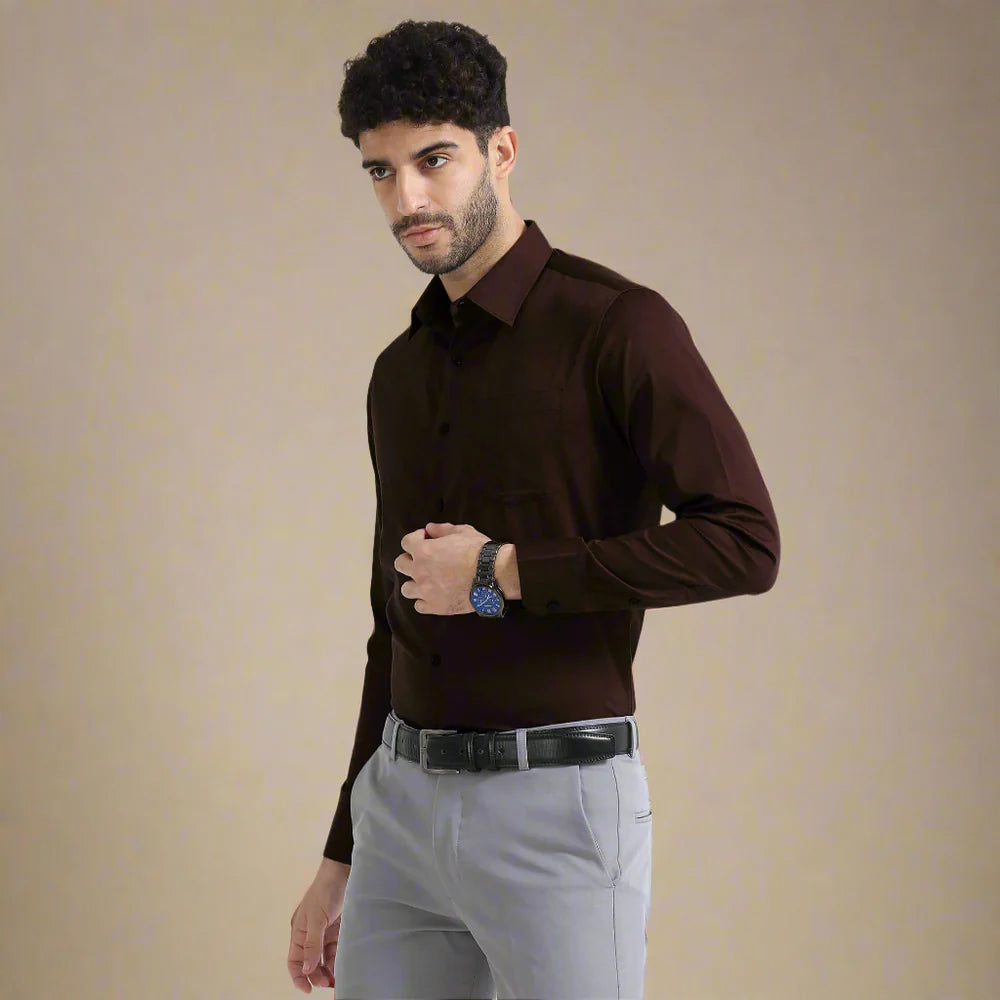 Premium Formal Cotton Shirt ( Dark Brown )