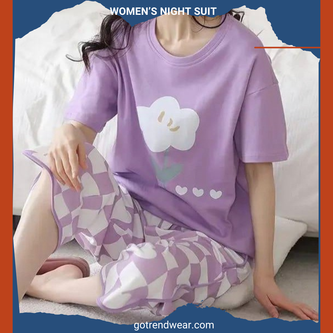 Women’s Trendy Printed Night Suits '' Purple & Purple 09 ''