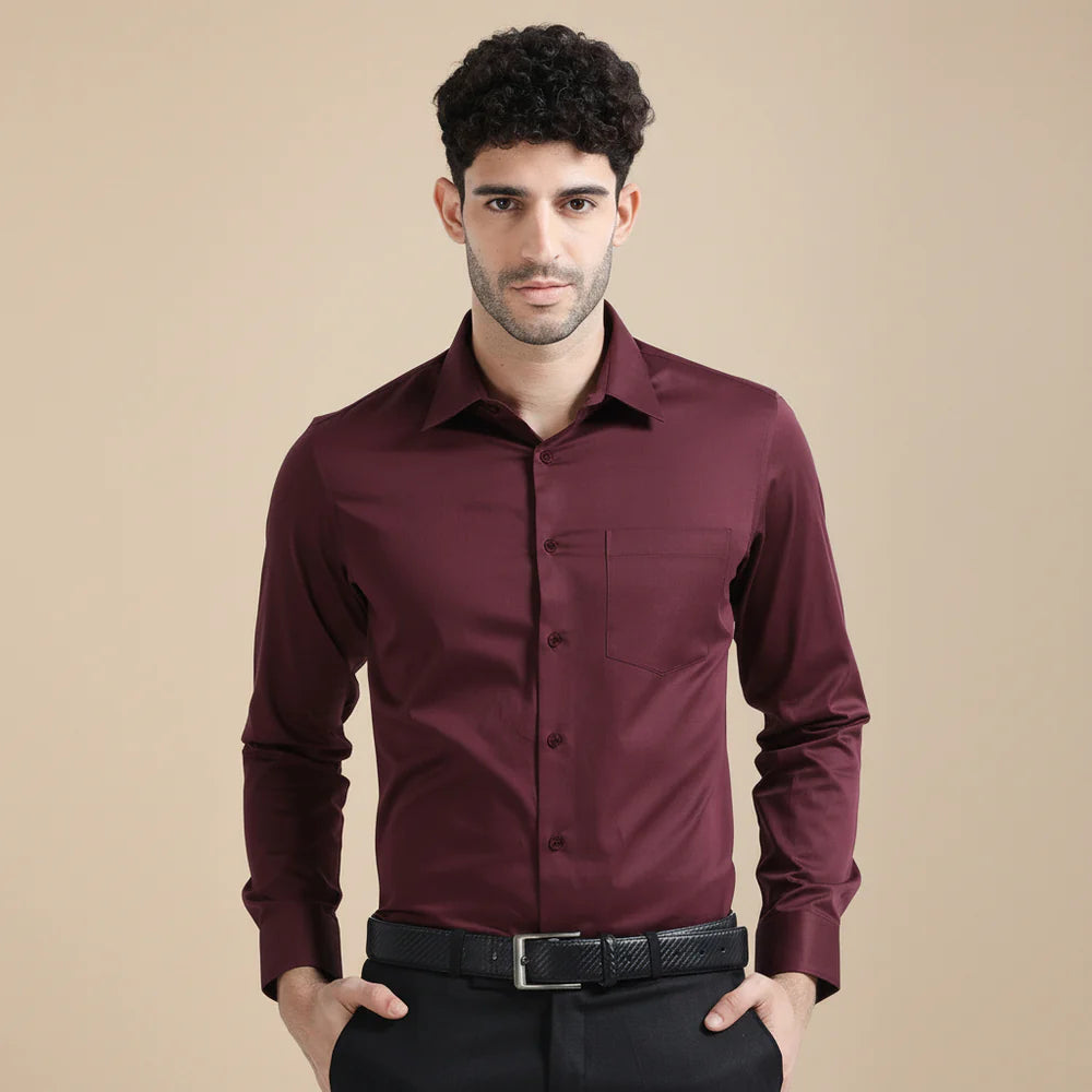 Premium Formal Cotton Shirt ( Mehroon )