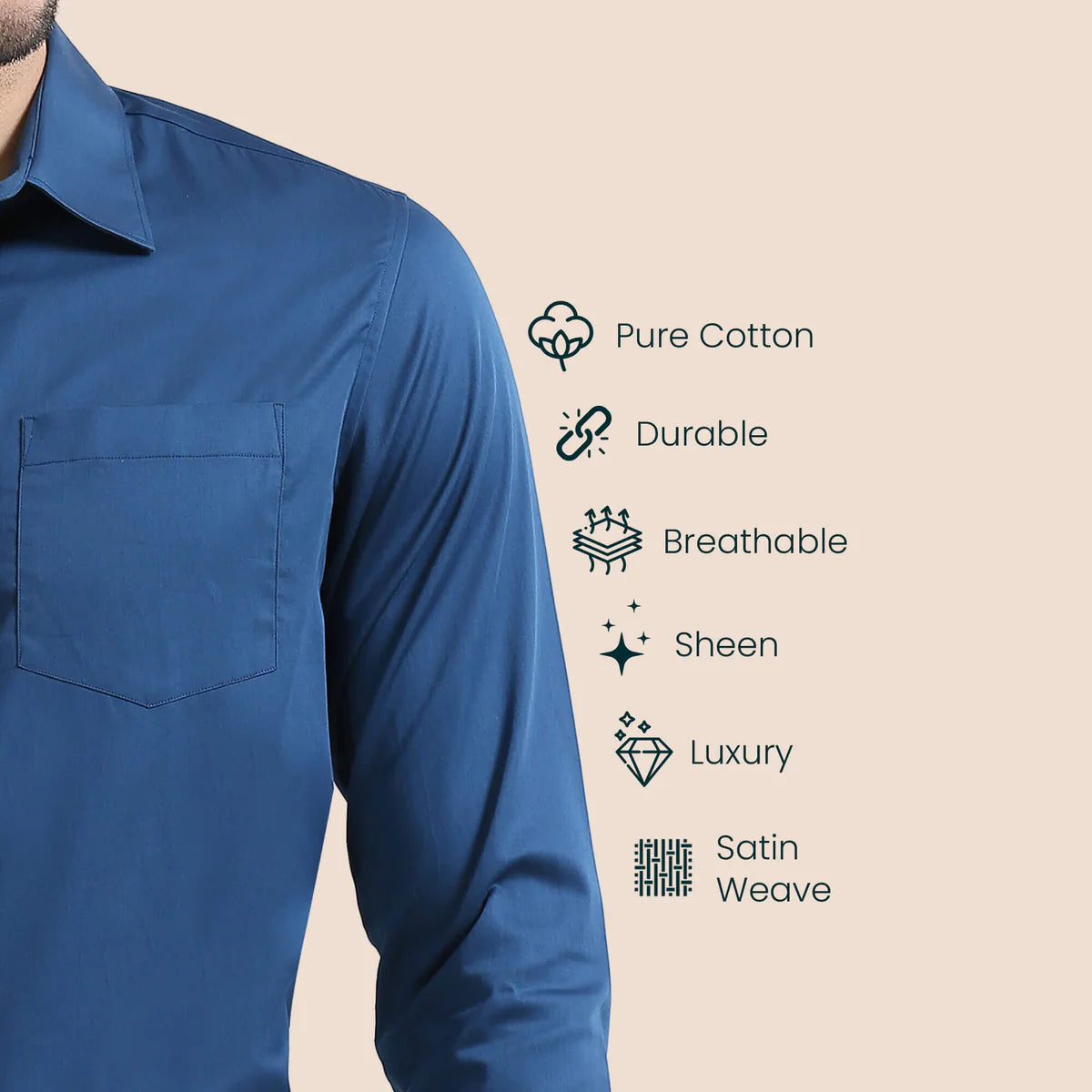 Premium Formal Cotton Shirt ( Navy Blue )