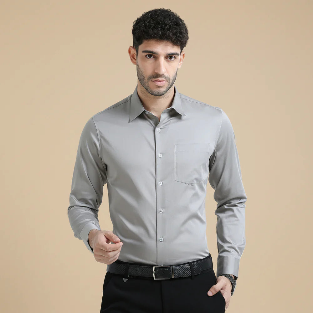Premium Formal Cotton Shirt ( Light Grey )