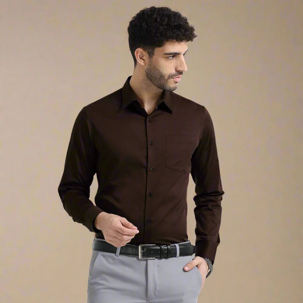 Premium Formal Cotton Shirt ( Dark Brown )