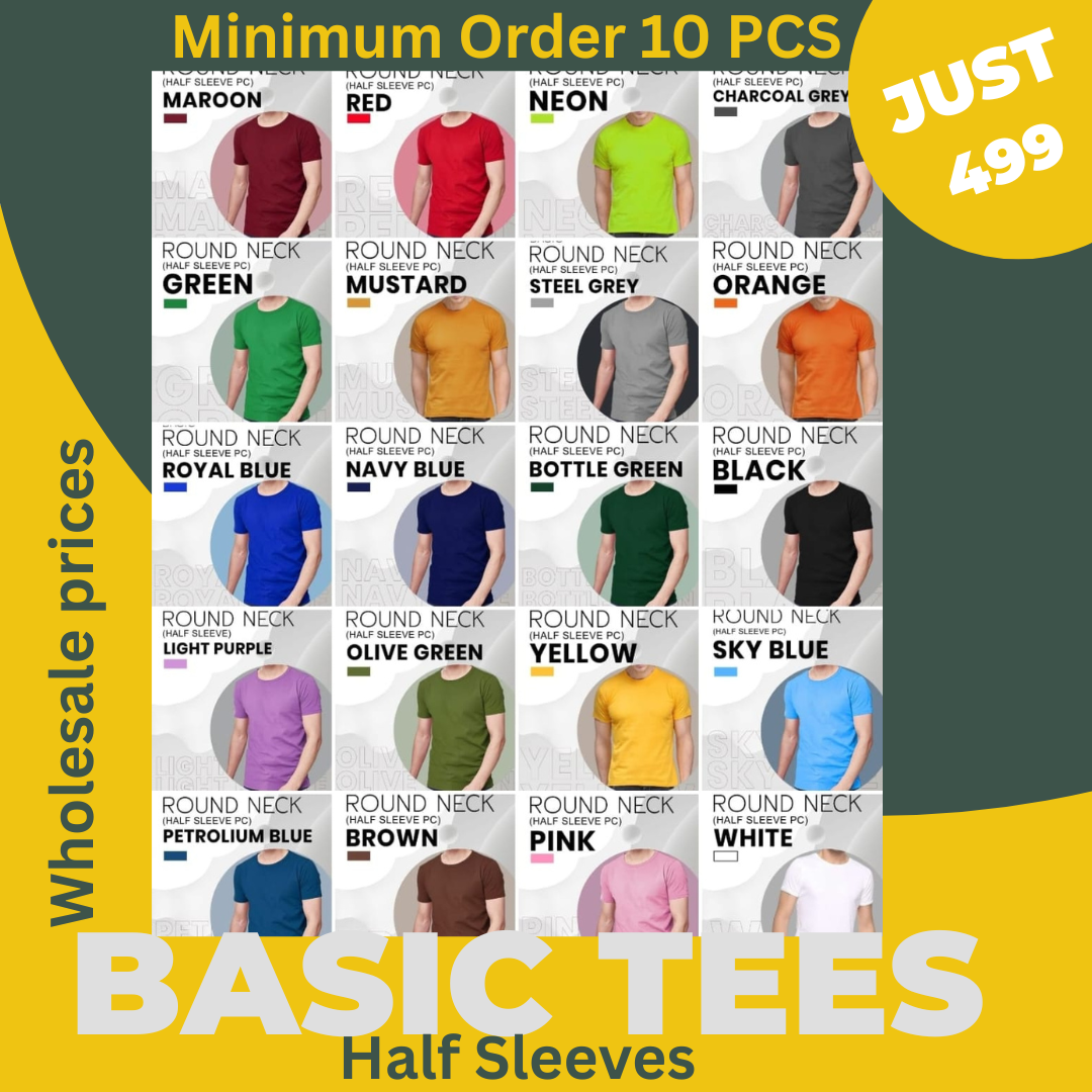 Premium Basic Half Sleeve T Shirt         (Pack of 10 Pcs)