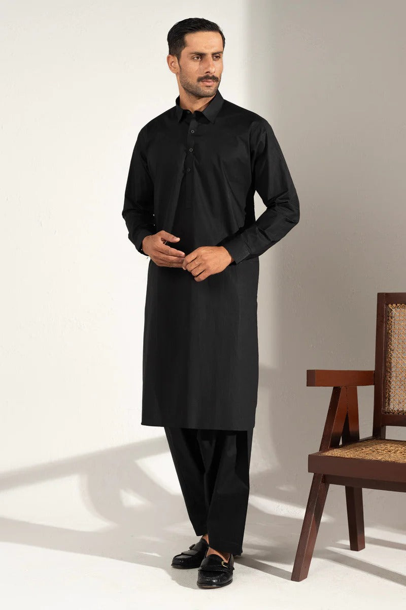 Premium Blended Shalwar Kameez ( BLACK )