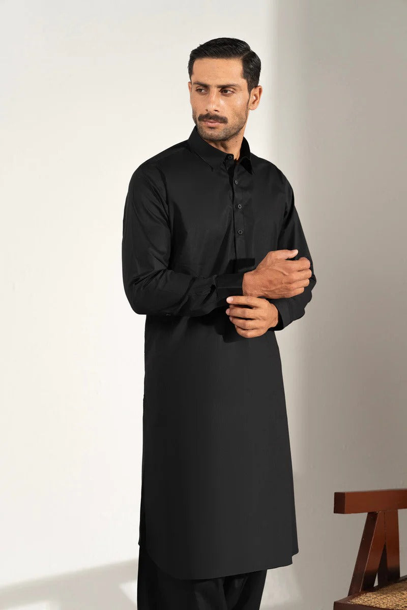 Premium Blended Shalwar Kameez ( BLACK )