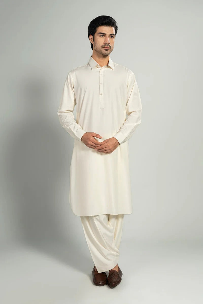 Premium Blended Shalwar Kameez ( Off White )