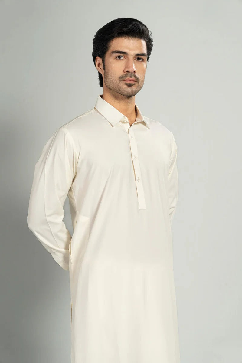 Premium Blended Shalwar Kameez ( Off White )