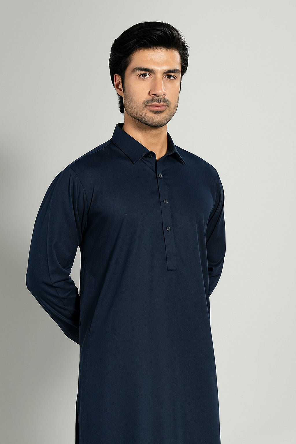 Premium Blended Shalwar Kameez ( Navy Blue )