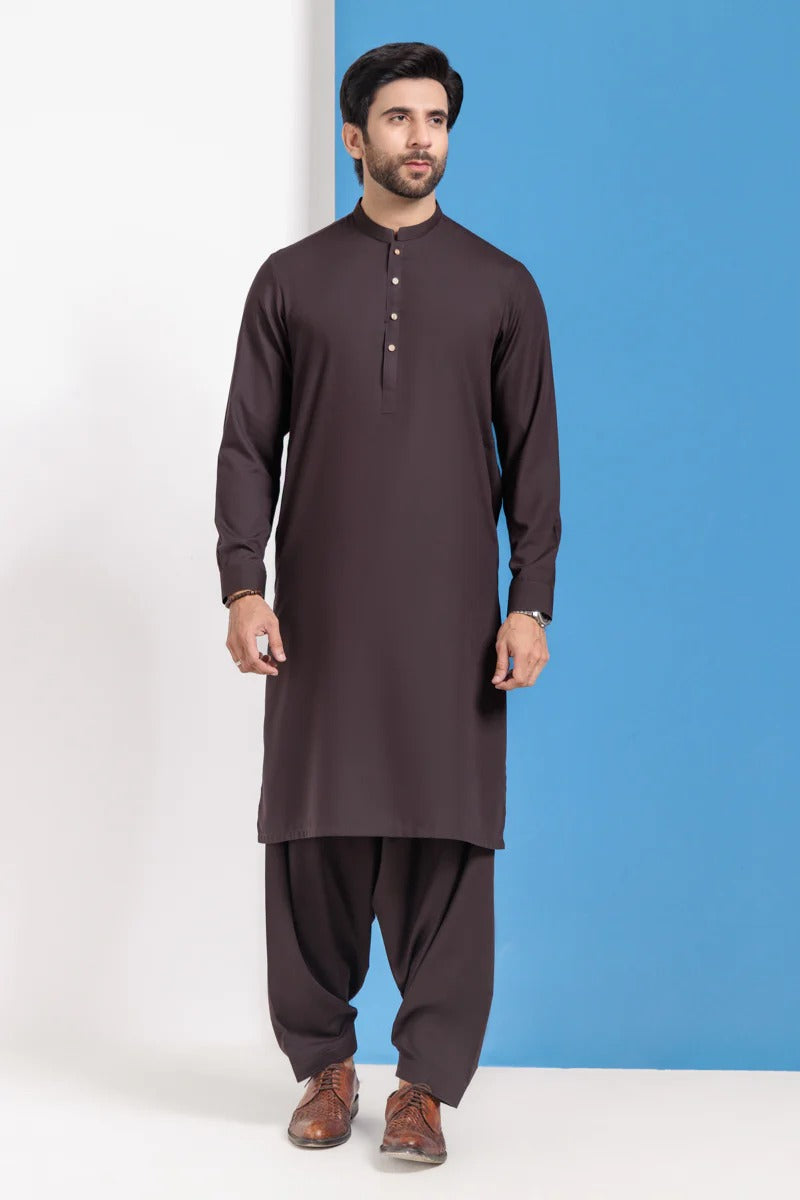 Premium Blended Kurta Shalwar ( Brown )