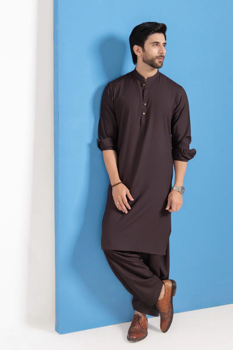 Premium Blended Kurta Shalwar ( Brown )