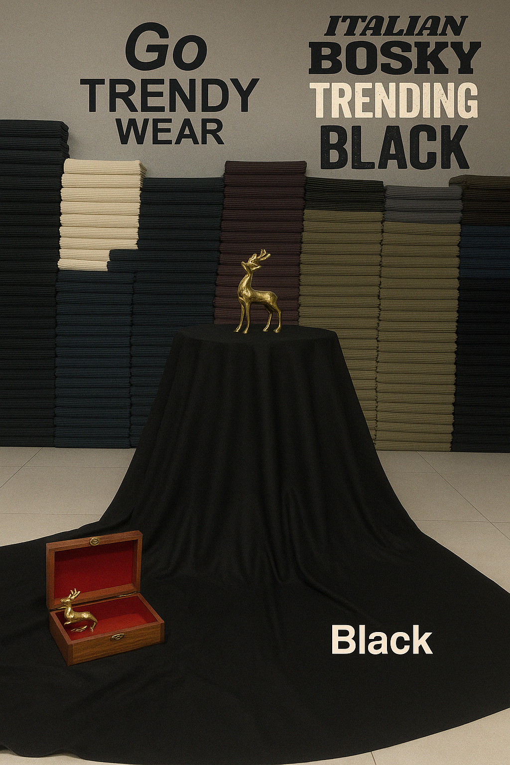 Plain Italian Premium Boski Fabric (BLACK)