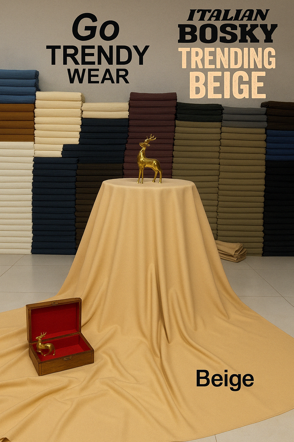 Plain Italian Premium Boski Fabric (BEIGE)